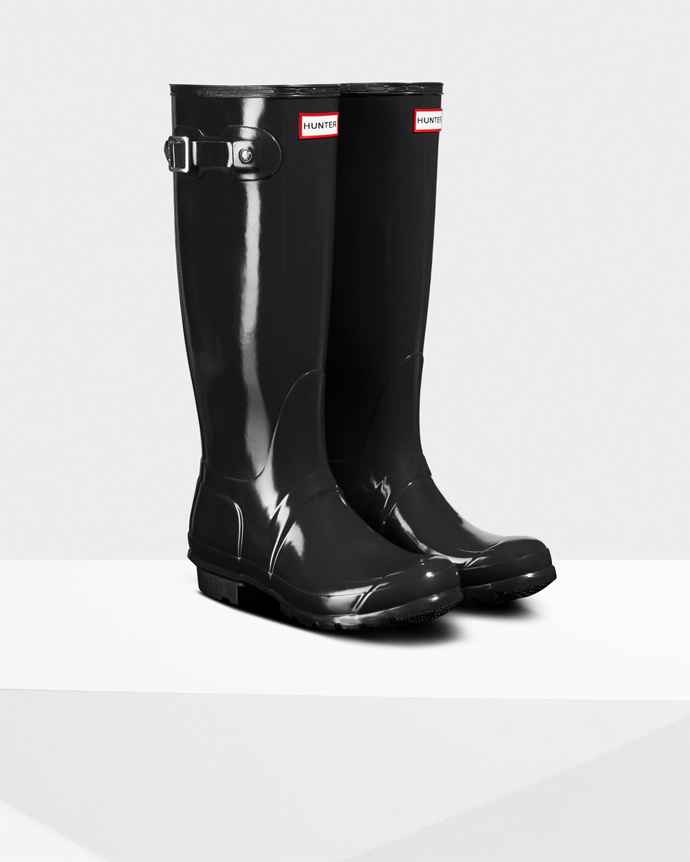 Bottes Hautes de Pluie Hunter Original Gloss Femme Noir WXIURDB-76